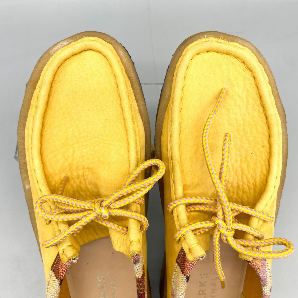 Clarks Womens 8.5 Originals Wallabee Cup Yellow Leather Plaid Trim Boho Moccasin - Picture 8 of 12